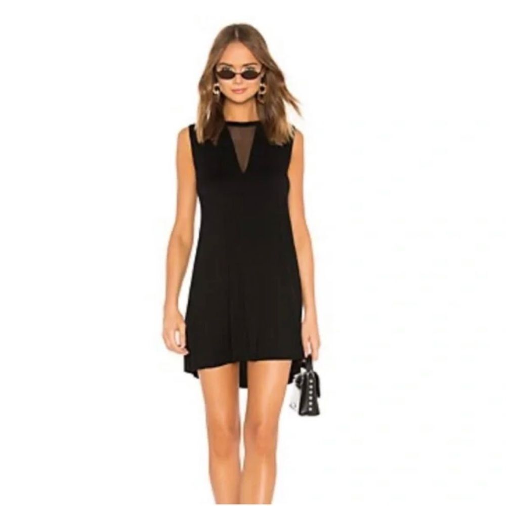 Michael Lauren Calder Black Dress with Neck Mesh Insert Sleeveless large NWT